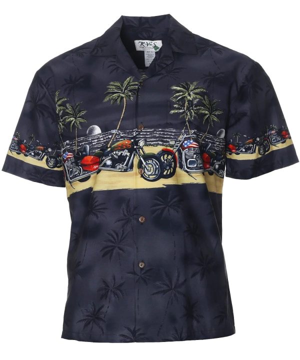 Men's Hawaiian Shirt - Motorcycle Border Polyester Print Casual Summer Shirt