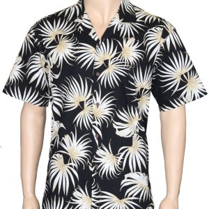 Men's Hawaiian Shirt - Polyester Napali Open Collar Aloha Print Shirt