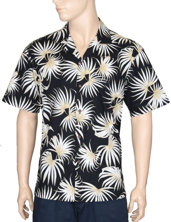 Men's Hawaiian Shirt - Polyester Napali Open Collar Aloha Print Shirt