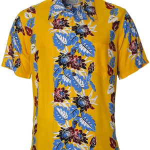 Men's Hawaiian Shirt - Night-Blooming Retro Polyester Aloha Print Casual Shirt