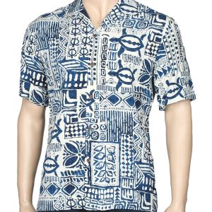Men's Hawaiian Shirt - Polyester Ocean Blue Honu Aloha Print Shirt