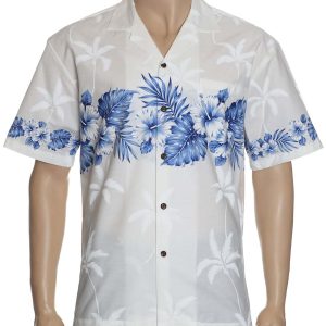 Men's Hawaiian Shirt - Polyester Ohua Aloha Border Print Shirt