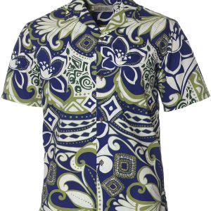 Men's Hawaiian Shirt - Tribal Polyester Print Open Pointed Folded Collar Casual Summer Shirt