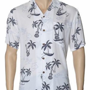 Men's Hawaiian Shirt - Polyester Outrigger Palms Aloha Print Shirt