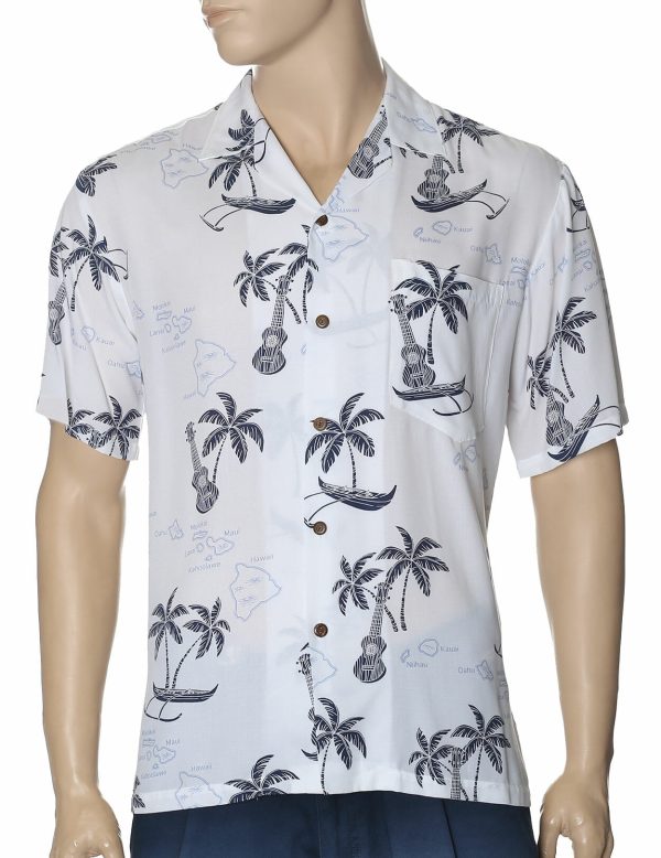 Men's Hawaiian Shirt - Polyester Outrigger Palms Aloha Print Shirt