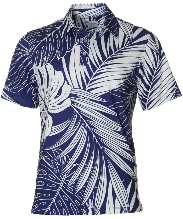 Men's Hawaiian Shirt - Palms Polyester Aloha Print Casual Summer Shirt