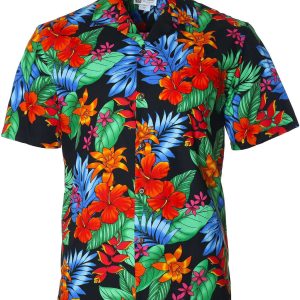 Men's Hawaiian Shirt - Paradise Polyester Aloha Print Casual Shirt