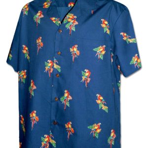 Men's Hawaiian Shirt - Polyester Parrots Aloha Print Shirt