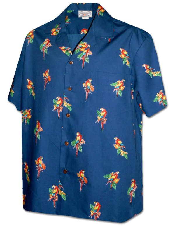 Men's Hawaiian Shirt - Polyester Parrots Aloha Print Shirt