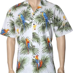 Men's Hawaiian Shirt - Polyester Parrots Aloha Print Shirt