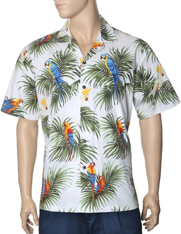 Men's Hawaiian Shirt - Polyester Parrots Aloha Print Shirt