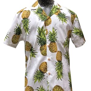 Men's Hawaiian Shirt - Mr. Pineapple White Print Polyester Casual Summer Shirt