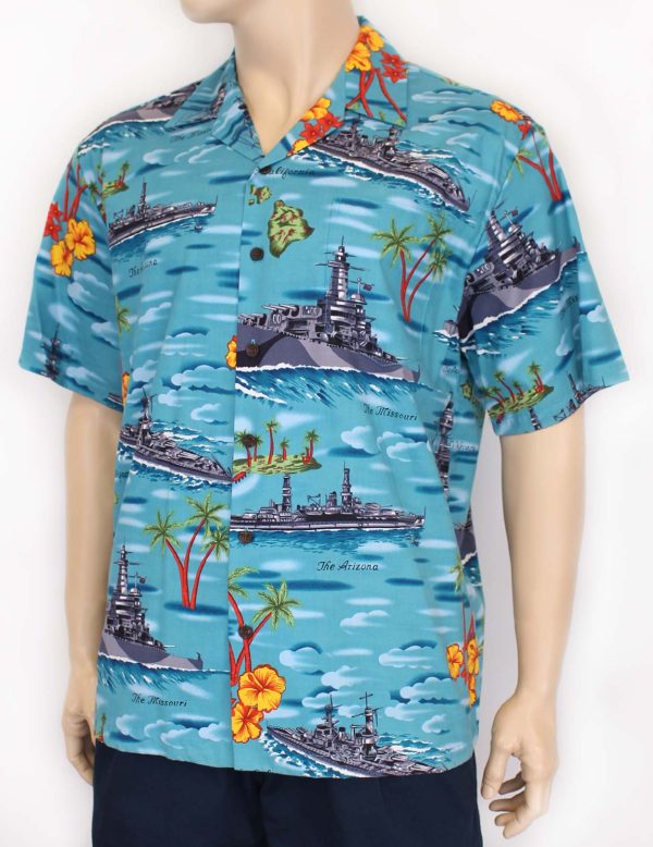 Men's Hawaiian Shirt - Polyester Pearl Harbor Aloha Print Shirt
