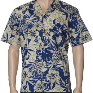 Men's Hawaiian Shirt - Polyester Pineapple Aloha Print Shirt