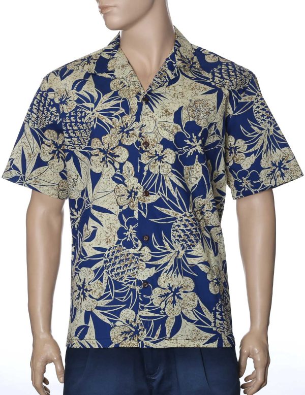 Men's Hawaiian Shirt - Polyester Pineapple Aloha Print Shirt