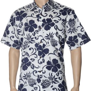 Men's Hawaiian Shirt - Polyester Pineapples Button-Up Dress Aloha Shirt