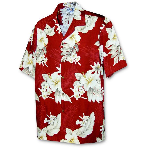 Men's Hawaiian Shirt - Floral Garden Red Print Polyester Casual Summer Shirt