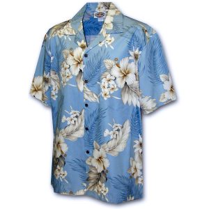 Men's Hawaiian Shirt - Floral Garden Sky Print Polyester Casual Summer Shirt