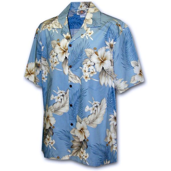 Men's Hawaiian Shirt - Floral Garden Sky Print Polyester Casual Summer Shirt