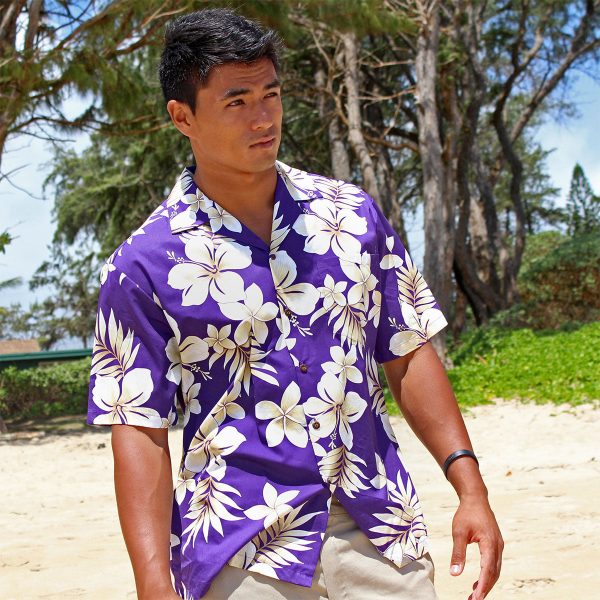 Men's Hawaiian Shirt - Tropic Fever Purple Print Polyester Casual Summer Shirt - Image 2