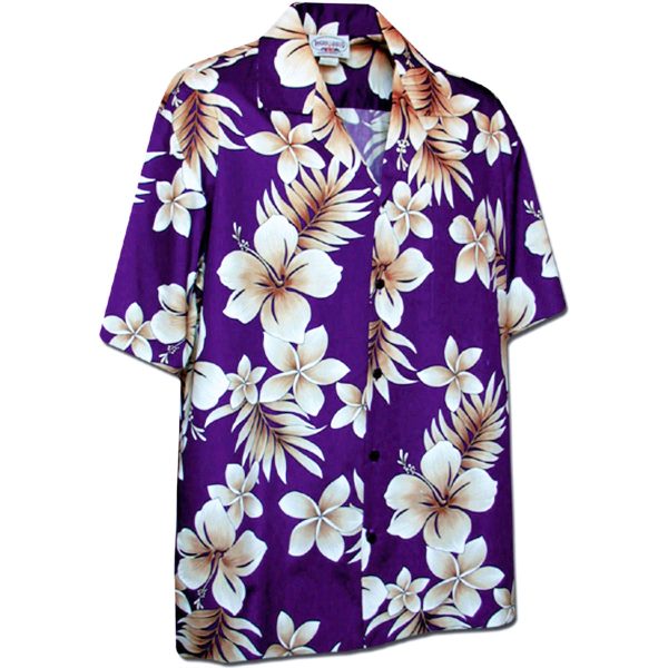 Men's Hawaiian Shirt - Tropic Fever Purple Print Polyester Casual Summer Shirt