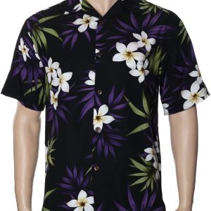 Men's Hawaiian Shirt - Polyester Plumeria Aloha Print Shirt