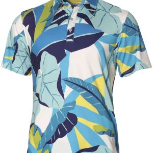 Men's Hawaiian Shirt - Polyester Spandex Polo Plantation Aloha Print Casual Shirt