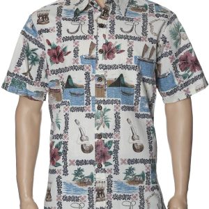 Men's Hawaiian Shirt - Polyester Portlock Hawaii Button-Up Dress Shirt