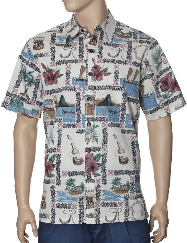 Men's Hawaiian Shirt - Polyester Portlock Hawaii Button-Up Dress Shirt