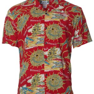 Men's Hawaiian Shirt - Hula Hat Polyester Aloha Print Casual Summer Shirt