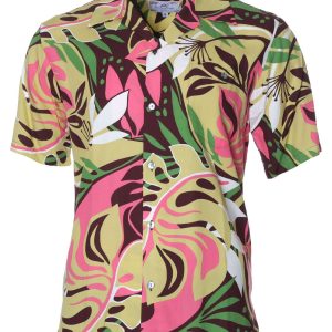 Men's Hawaiian Shirt - Rayon Open Pointed Folded Collar Aloha Print Polyester Casual Shirt