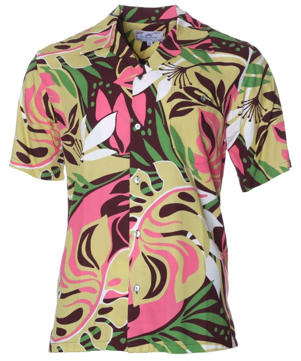 Men's Hawaiian Shirt - Rayon Open Pointed Folded Collar Aloha Print Polyester Casual Shirt
