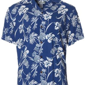 Men's Hawaiian Shirt - Open Pointed Folded Collar Polyester Print Casual Summer Shirt