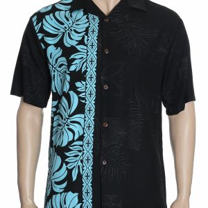 Men's Hawaiian Shirt - Polyester Prince Kuhio Black Aloha Print Shirt