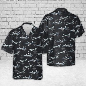 U.S. Air Force MQ-9A Reaper Hawaiian Shirt for Men - Military Aircraft & Palm Tree Design, Perfect for Aviation Enthusiasts