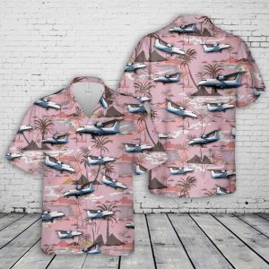 U.S. Air Force C-146A Wolfhound Hawaiian Shirt for Men - Military Aircraft Design & Tropical Vibes, Perfect for Aviation Fans