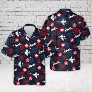 U.S. Air Force Thunderbirds Hawaiian Shirt for Men - Patriotic Military Jets & Firework Design, Ideal for Aviation Enthusiasts