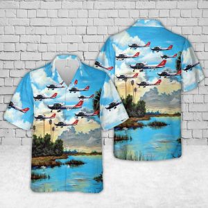 US Air Force Civil Air Patrol Cessna 172S Skyhawk SP Hawaiian Shirt for Men - Aircraft Design & Tropical Landscape, Perfect for Aviation Fans