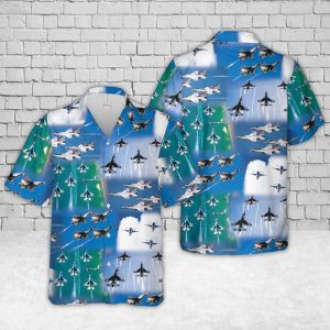 U.S. Air Force Thunderbirds Air Show Hawaiian Shirt for Men - Military Aircraft & Aerial Performance Design, Perfect for Aviation Fans