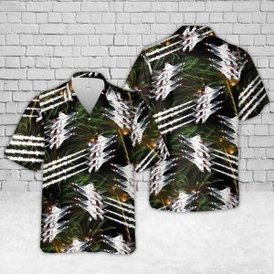U.S. Air Force Thunderbirds Performance Hawaiian Shirt for Men - Military Jets & Tropical Fireworks Theme, Perfect for Air Force Fans