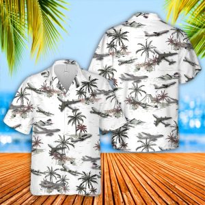 US Air Force Boeing KC-135 Stratotanker Hawaiian Shirt for Men - Military Aircraft & Palm Tree Design, Perfect for Veterans and Air Force Fans