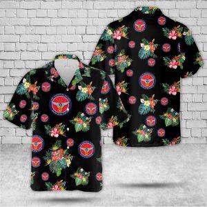 US Air Force Tennessee Air National Guard Hawaiian Shirt for Men - Military Emblem & Tropical Floral Design, Perfect for Veterans and Air Force Fans