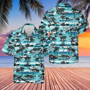 U.S. Air Force MQ-9A Reaper Hawaiian Shirt for Men - Military Aircraft & Palm Tree Design, Perfect for Veterans and Air Force Fans