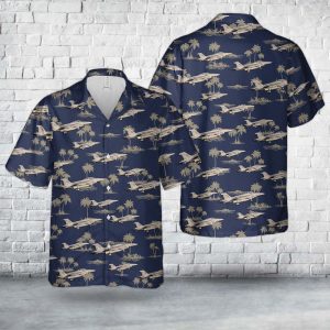 Royal Australian Air Force A44-207 Hawaiian Shirt for Men - F/A-18 Hornet Aircraft Design & Tropical Vibes, Perfect for Aviation Enthusiasts