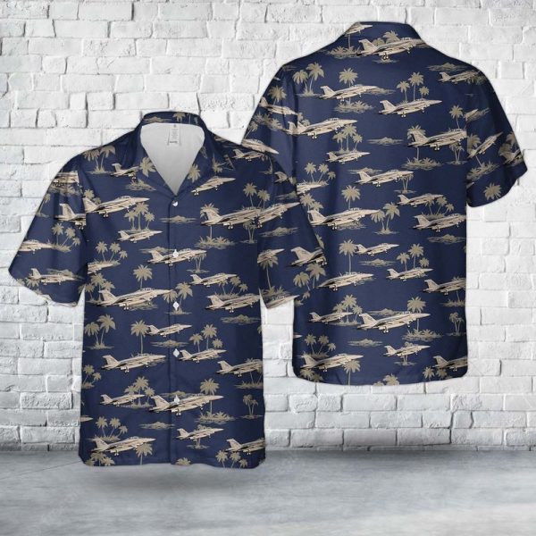 Royal Australian Air Force A44-207 Hawaiian Shirt for Men - F/A-18 Hornet Aircraft Design & Tropical Vibes, Perfect for Aviation Enthusiasts