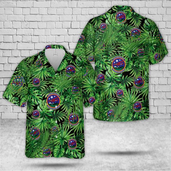 U.S. Air Force Vanguard Composite Squadron NY-390 Hawaiian Shirt for Men - Military Emblem & Tropical Design, Perfect for Aviation Fans