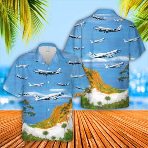VC-25 Air Force One Hawaiian Shirt for Men - Presidential Aircraft & Tropical Design, Perfect for Aviation Enthusiasts