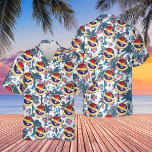 USAF Pennsylvania Air National Guard 553rd Air Force Band Hawaiian Shirt for Men - Military Band Design & Tropical Elements, Perfect for Aviation Fans