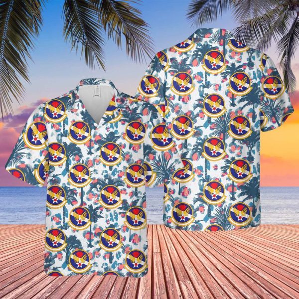 USAF Pennsylvania Air National Guard 553rd Air Force Band Hawaiian Shirt for Men - Military Band Design & Tropical Elements, Perfect for Aviation Fans