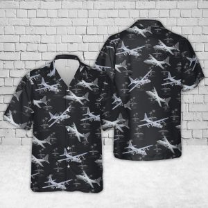 Air Force Lockheed C-130 Hercules Hawaiian Shirt for Men - Military Aircraft Design & Tropical Vibes, Perfect for Aviation Fans